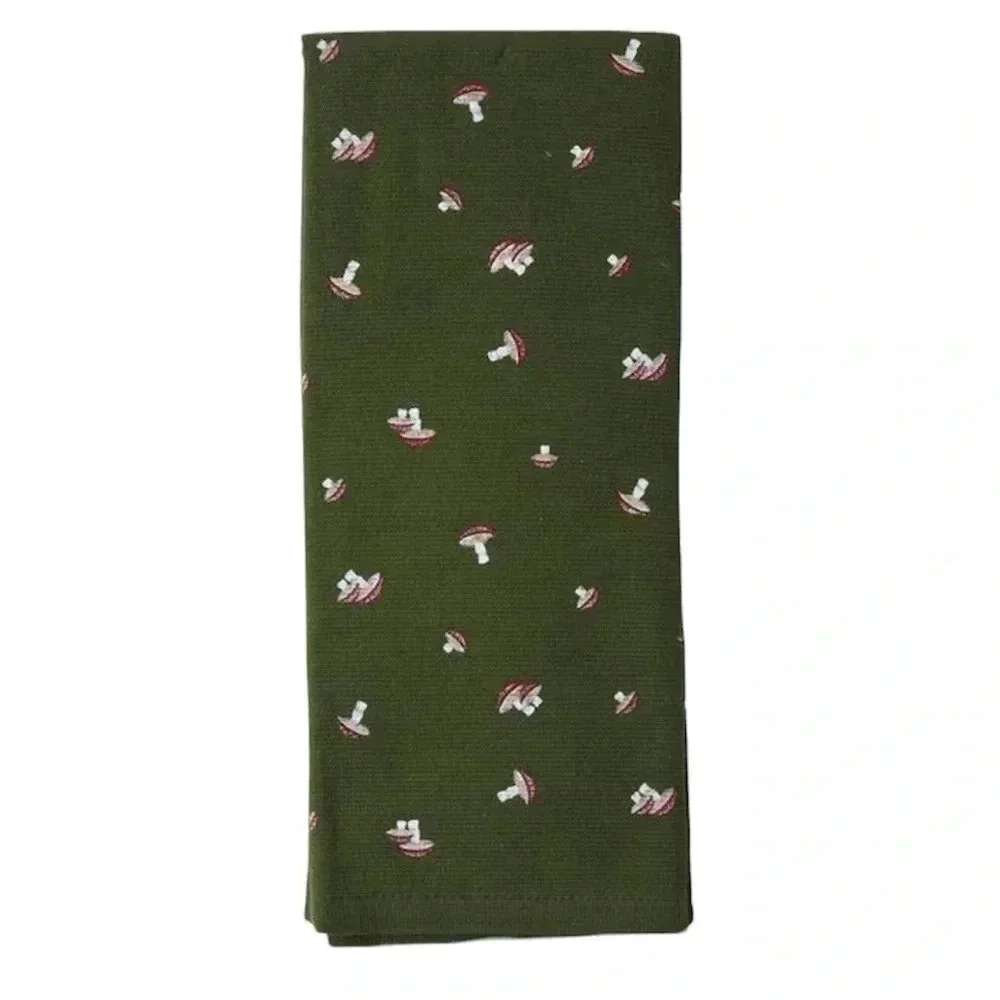 Spring Dark Green Mushrooms in My Heart Towel